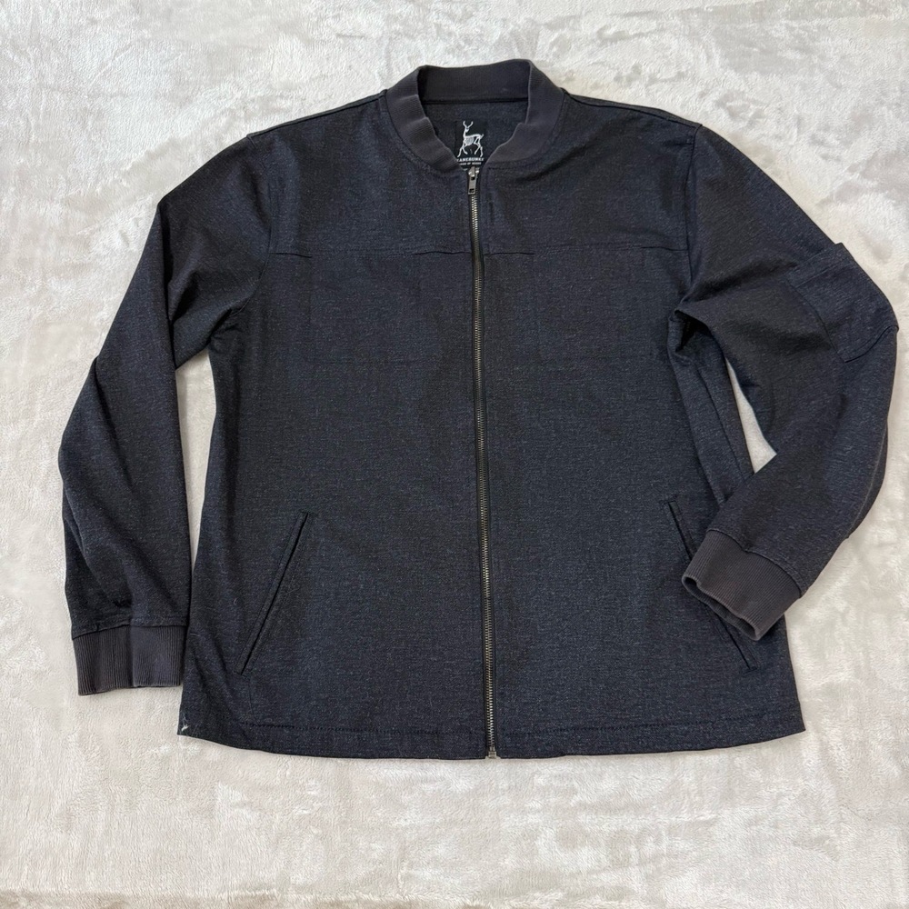 Kane Unke Jacket Mens XL Black Bomber Full Zip Ribbed Trim Casual
